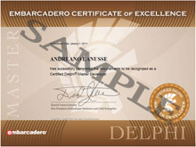 Delphi Master Developer Certificate of Excellence